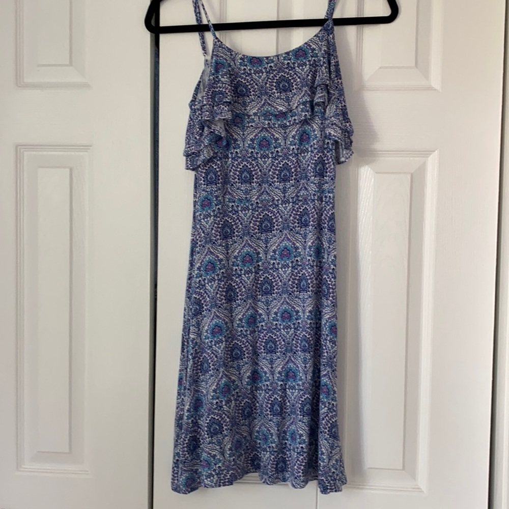 Blue Patterned Sleeveless Dress